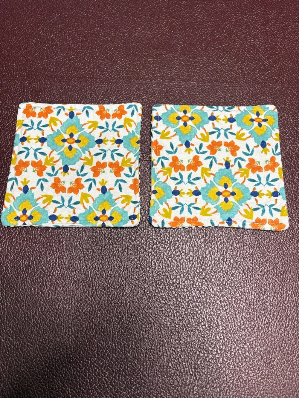 NEW Handmade Jar Grippers, Flower and Orange Print, Blue and Orange Colors